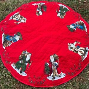 Vintage  Old World Santa’s Christmas Tree Skirt A Visit From St Nicholas
